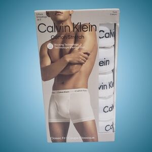 Calvin Klein Cotton Stretch Trunks Classic Fit 5 Pairs Large White NWT